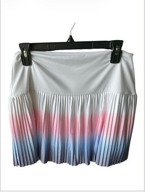 K-Swiss White Pink Blue Ombre Pleated Tennis Skirt Skort NWT Size XL